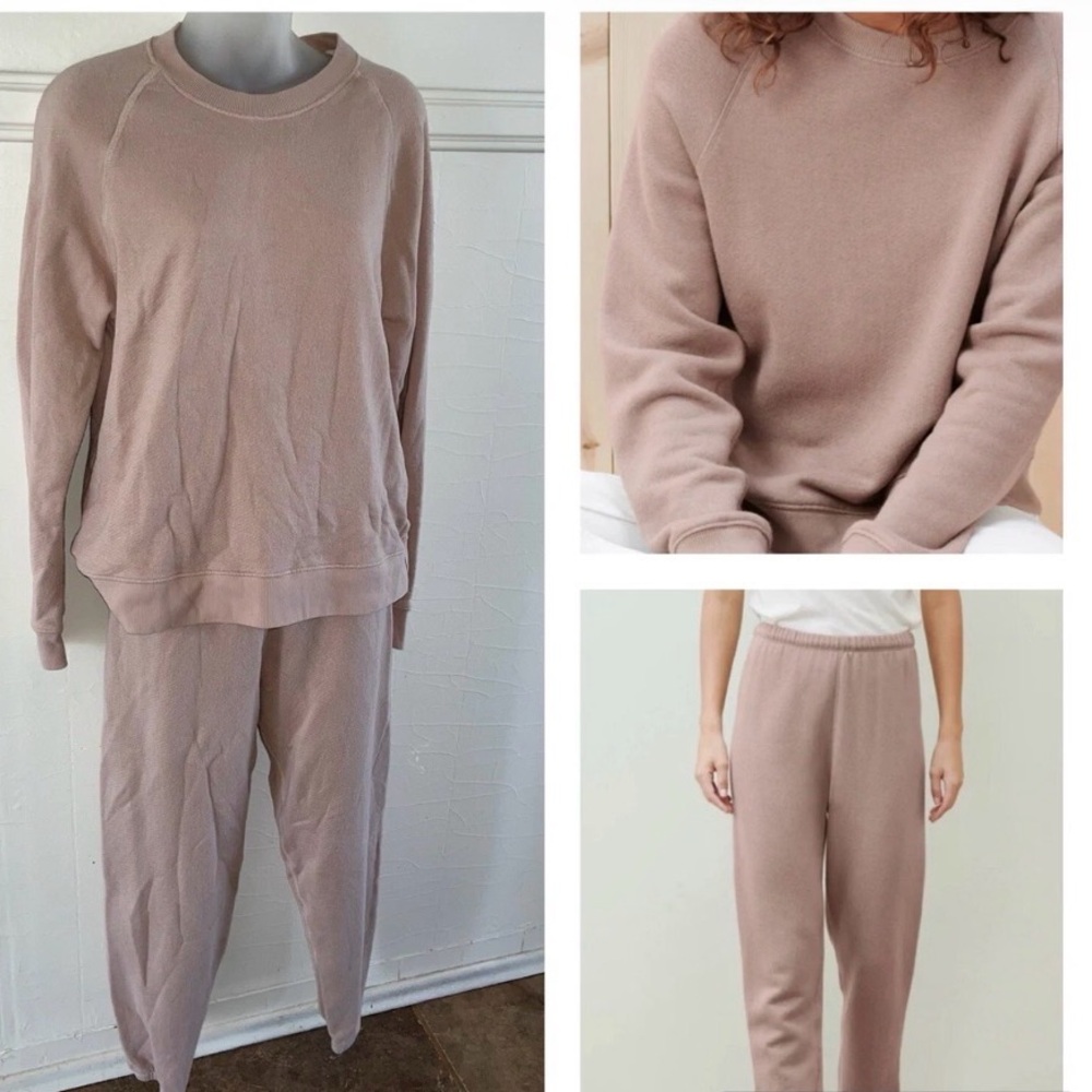 EUC Jenni Kayne Saturday sweatshirt and sweatpants set mauve light pink small